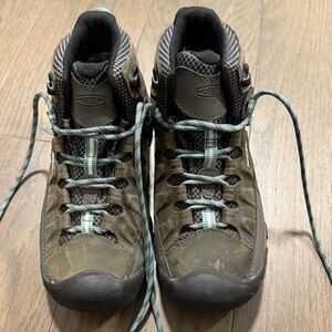Keen Women's Targhee III Mid Waterproof Hiking Boot Grey-Green/Blue #1018159 EUC